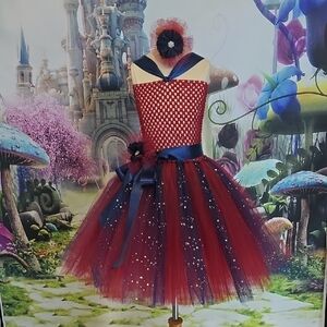 Handmade Navy and Burgundy Sequin Tulle Tutu Girls Dress